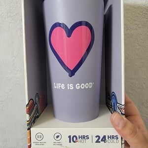 HEART Life is Good Grande 25oz Insulated Stainless Steel Tumbler Cup Lilac‎ Haze